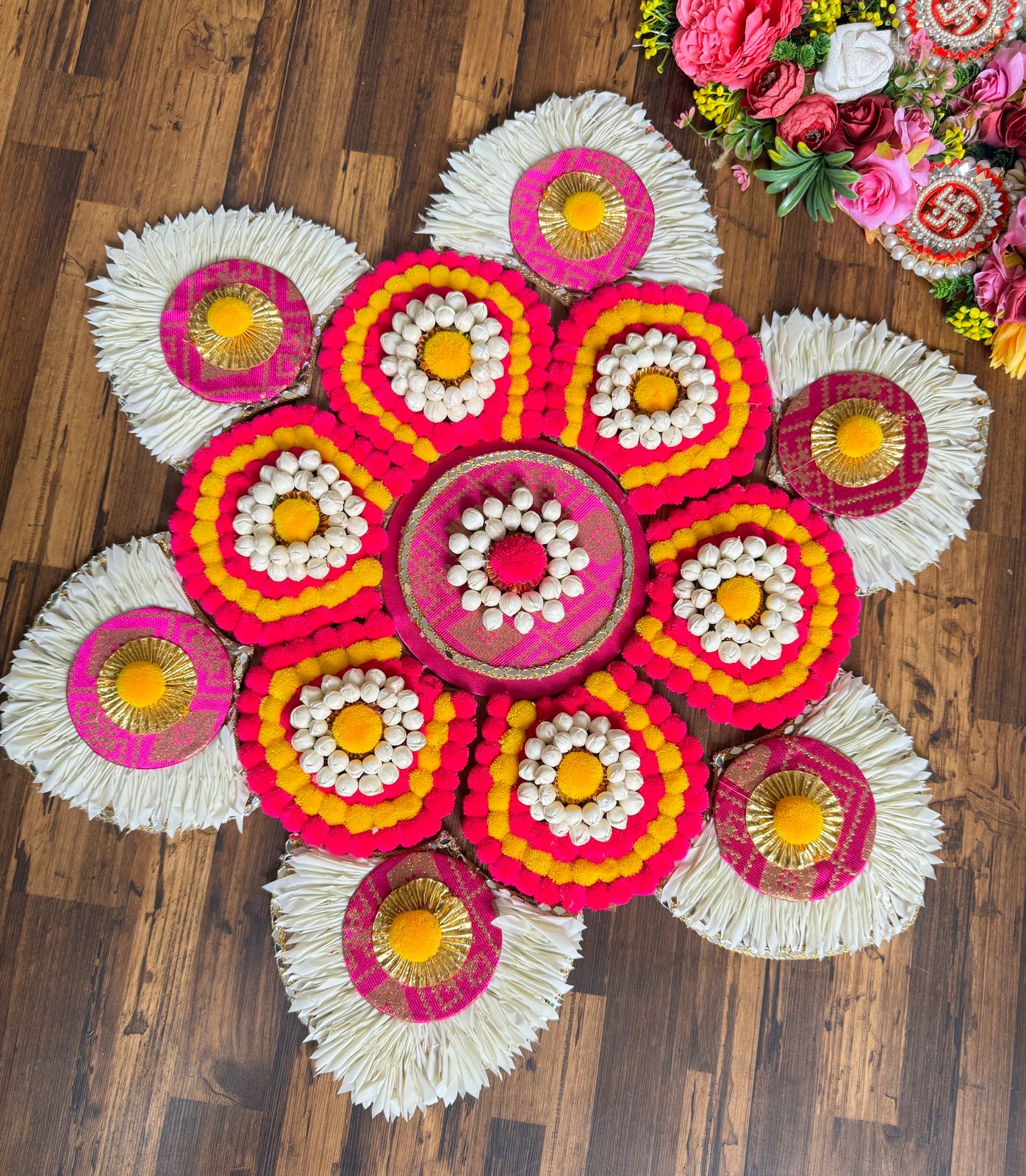 Vibrant Pom Pom Rangoli