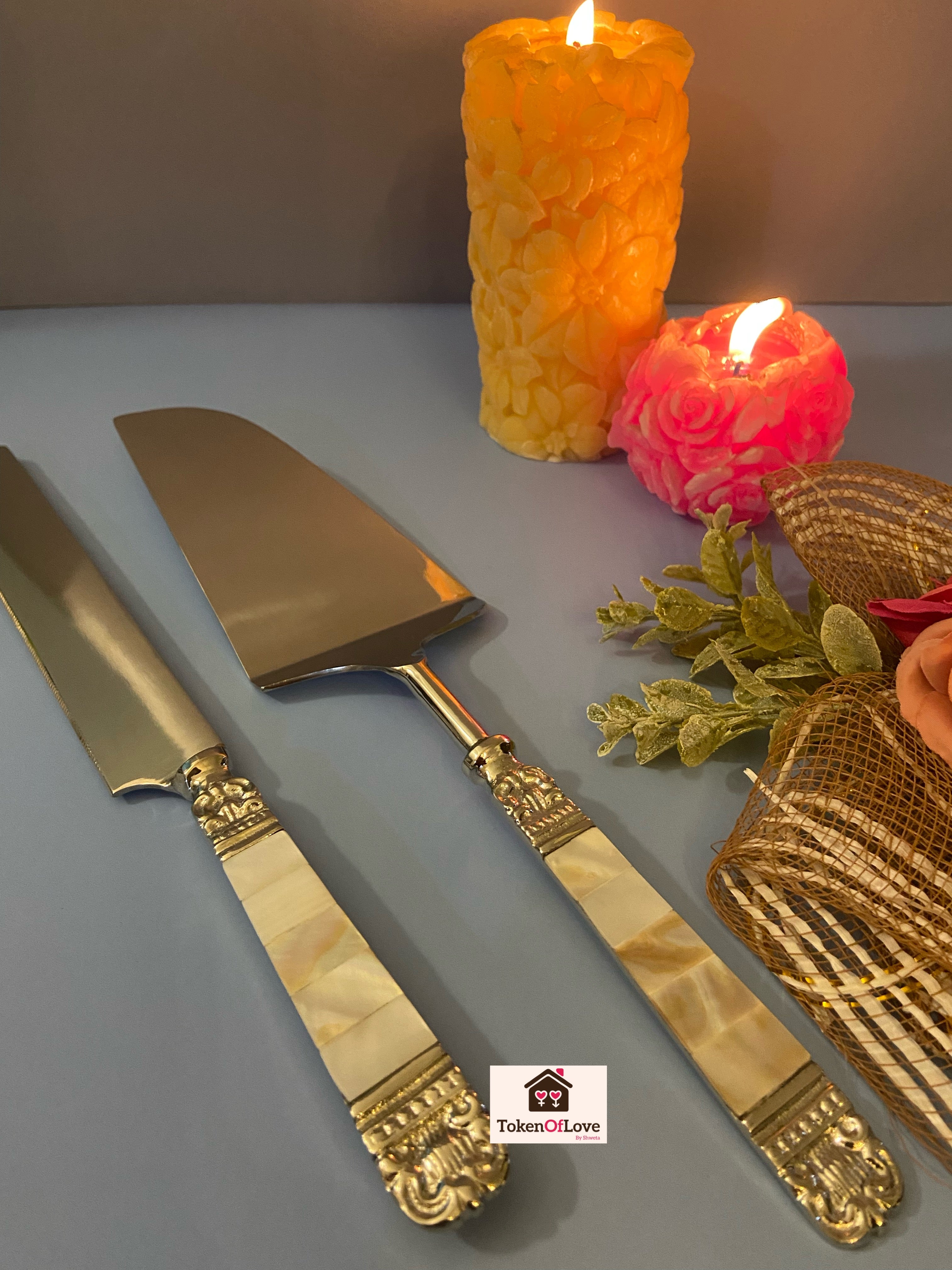 Mother Of Pearl Cake Knife Server