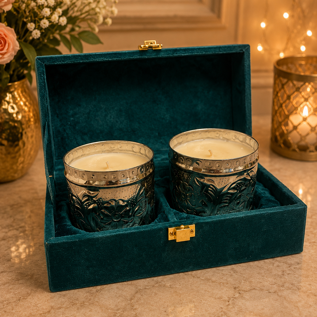 Silver Bloom Candle Duo