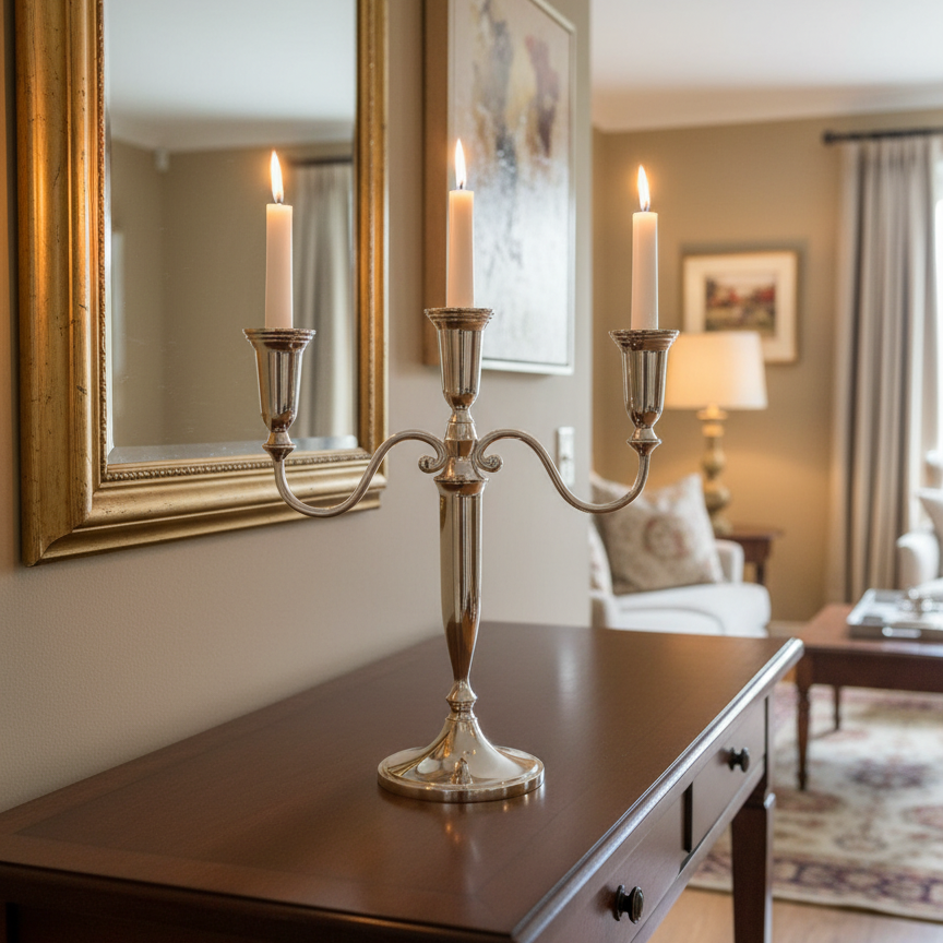 Silver Plated Triple Candle Stand