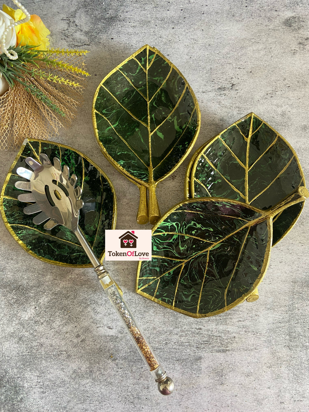 Green Aura Spoon Rest Set Of 6