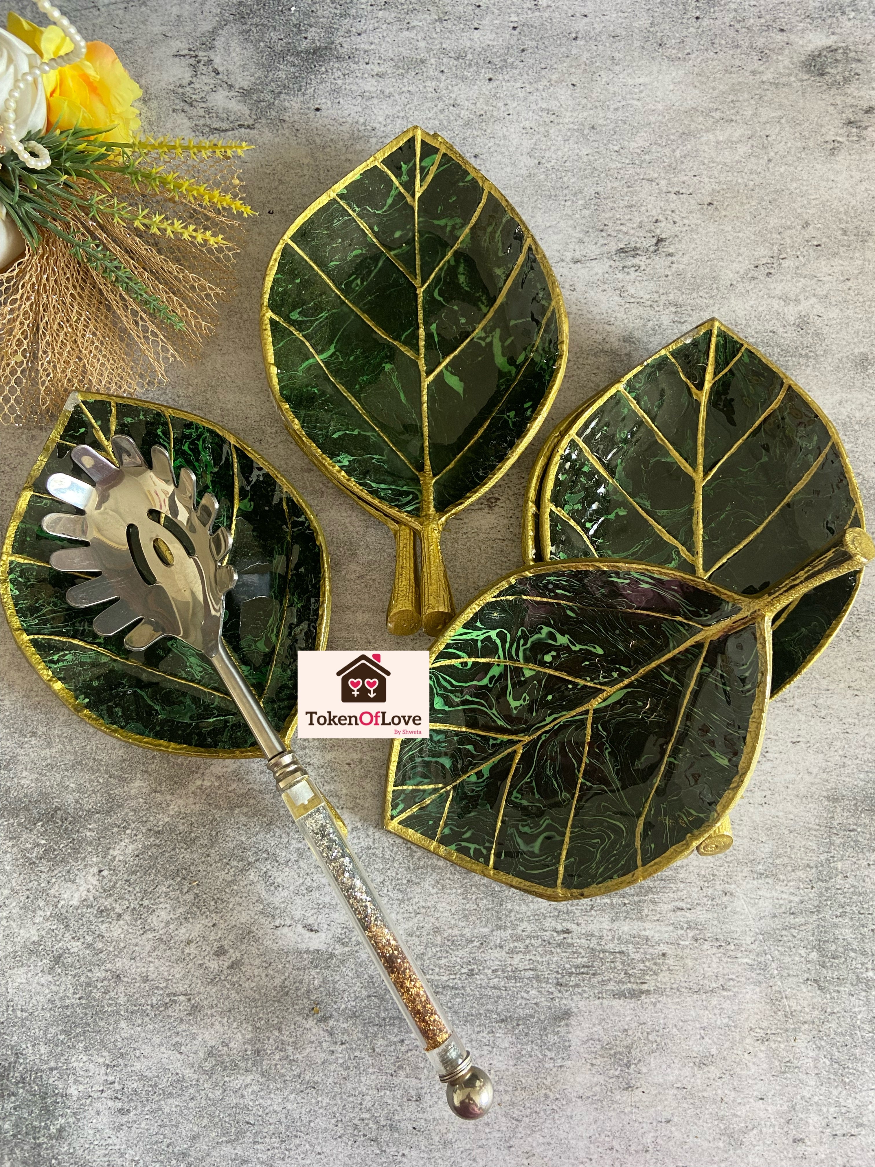 Green Aura Spoon Rest Set Of 6