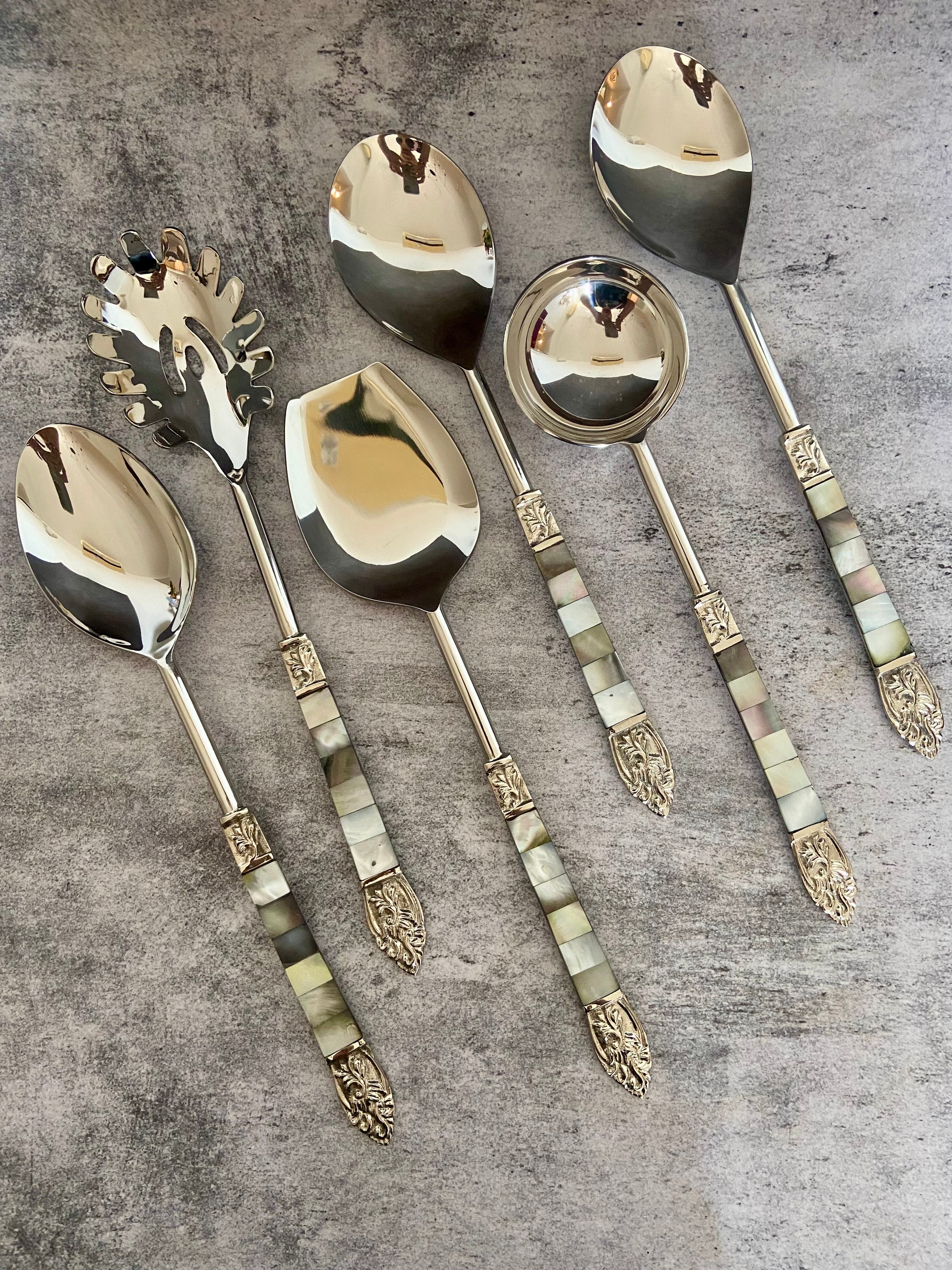 Black Mother Of Pearl Serving Set