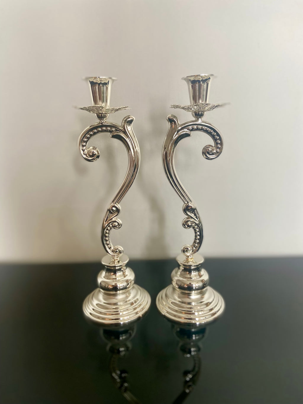Silver Plated Candle Stand Set Of 2