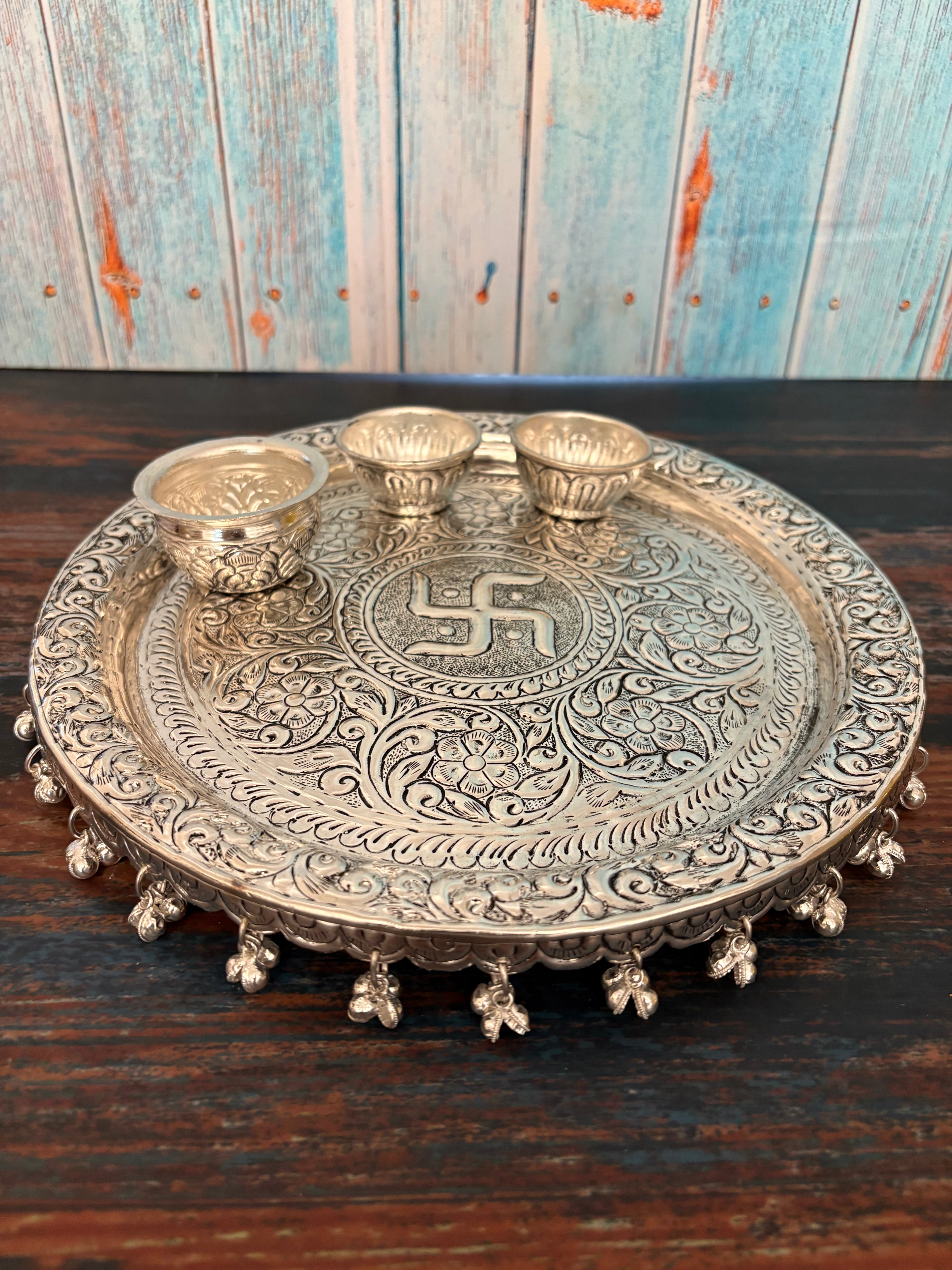 German Silver Puja Thali Set