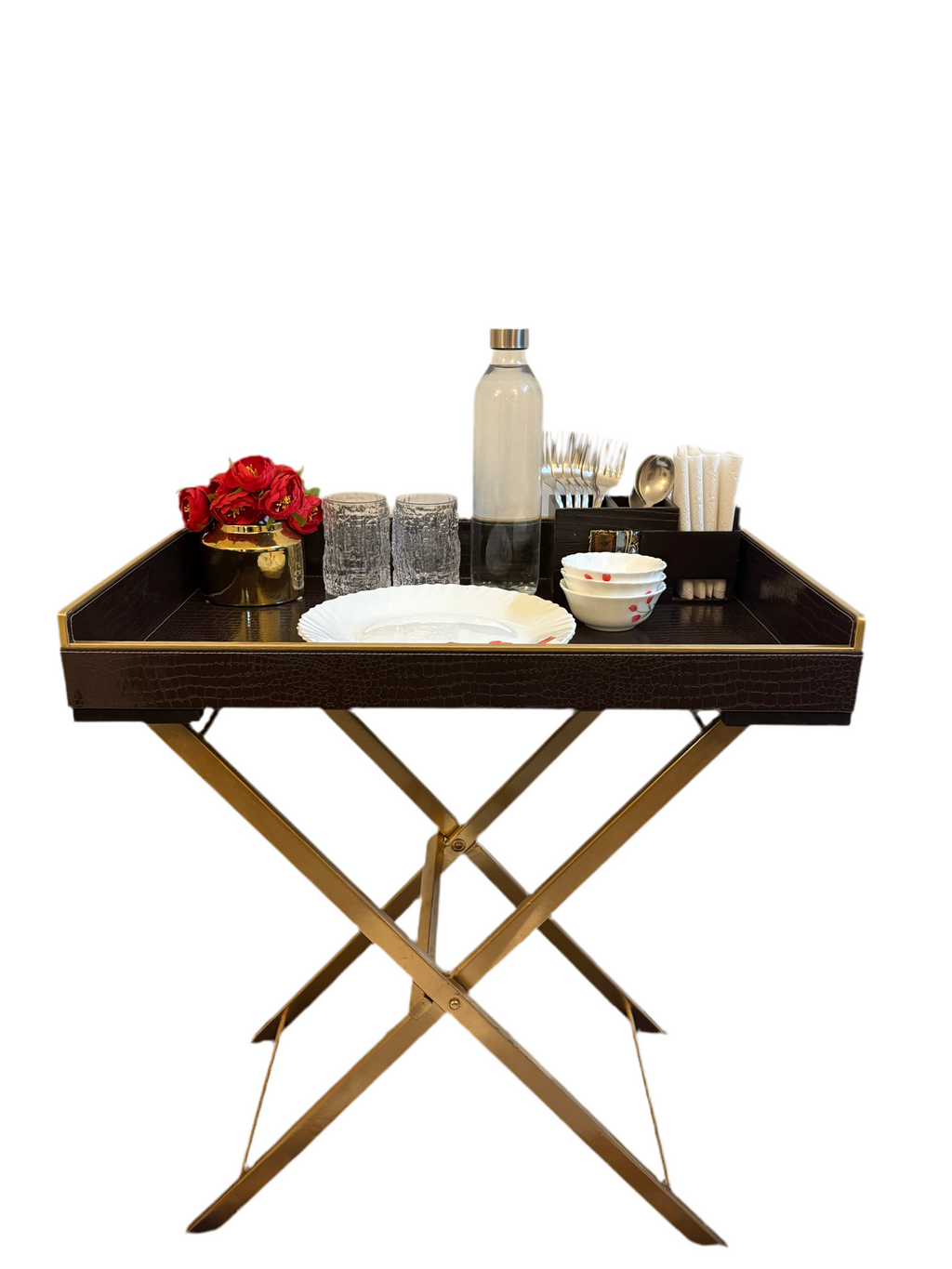 Brown Croco Butler Table