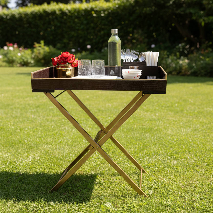 Brown Croco Butler Table