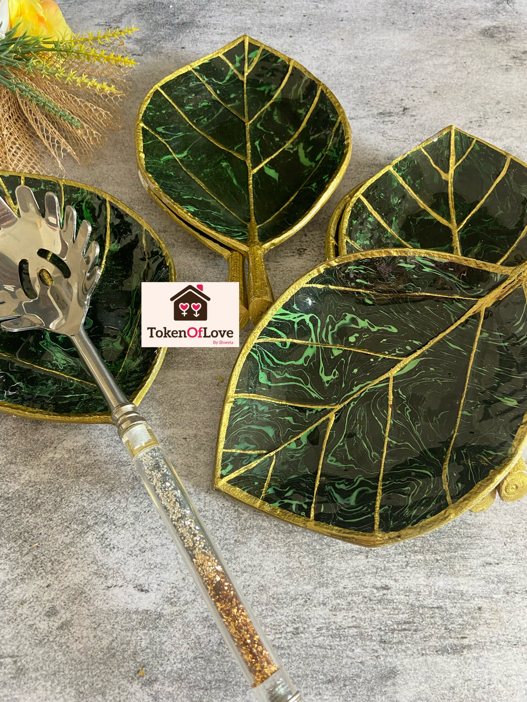Green Aura Spoon Rest Set Of 6