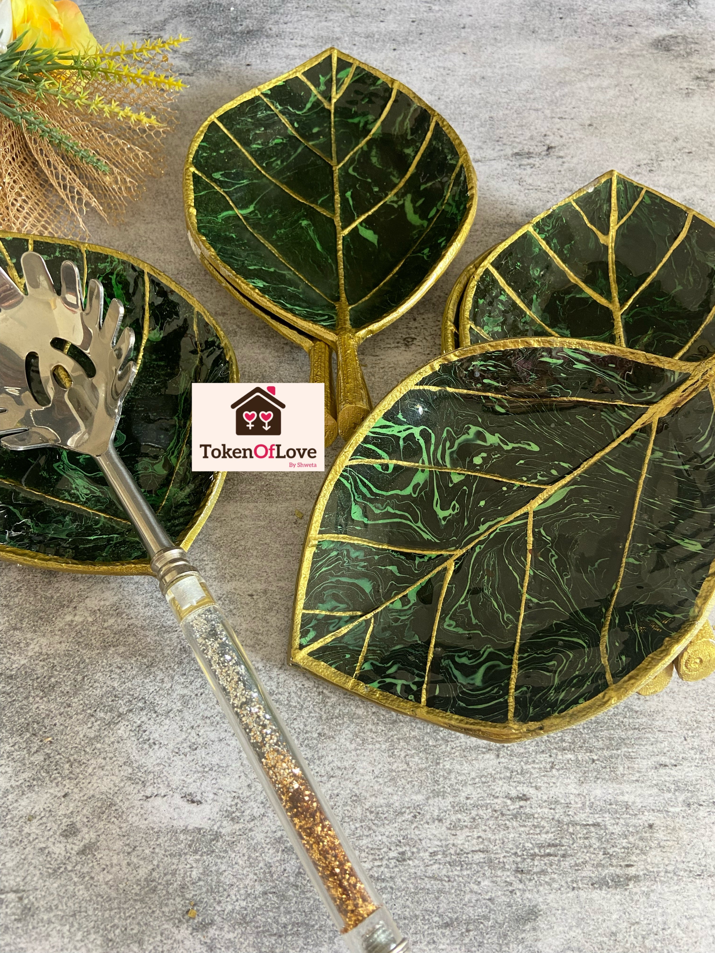 Green Aura Spoon Rest Set Of 6