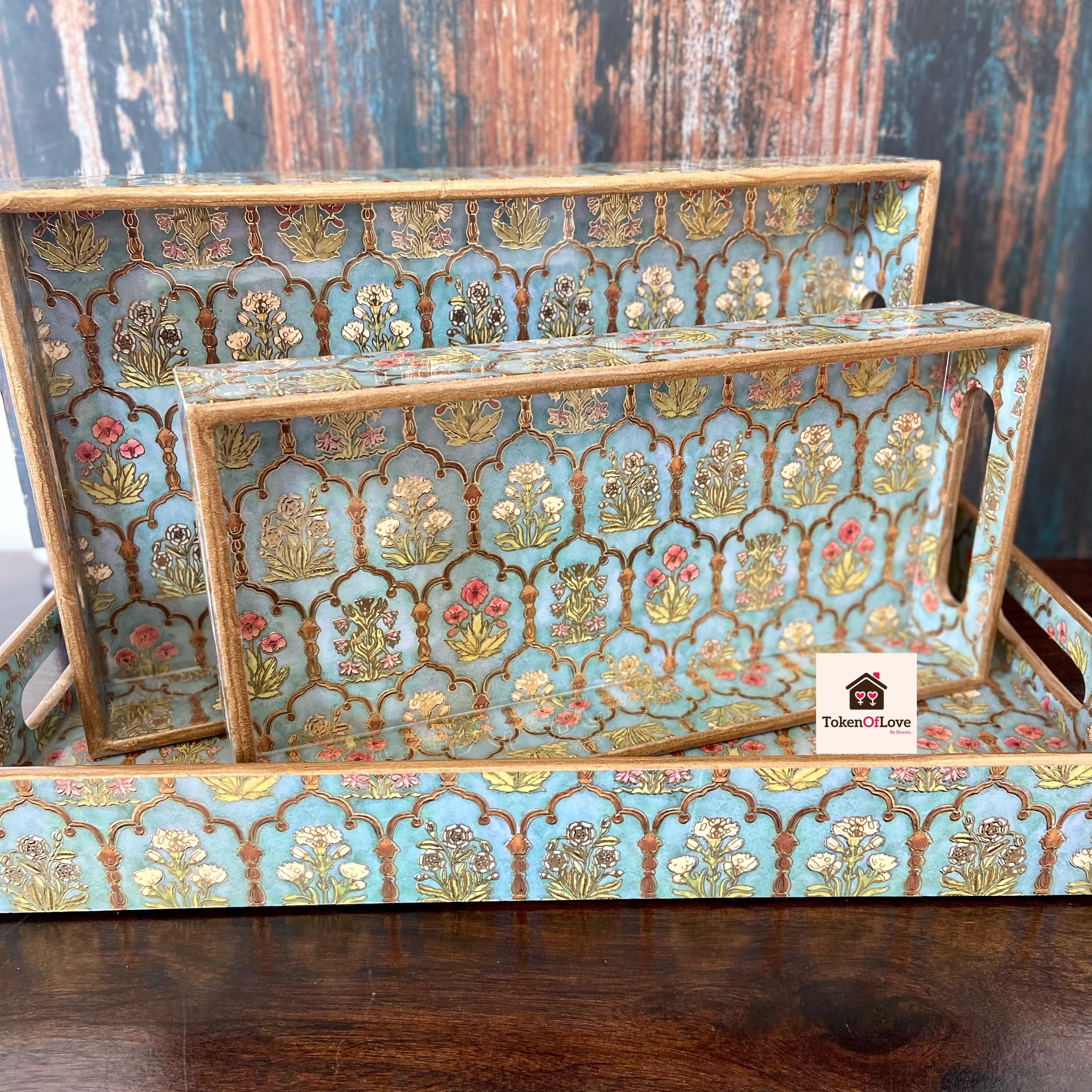 Ethnic Print Tray Set Of 3