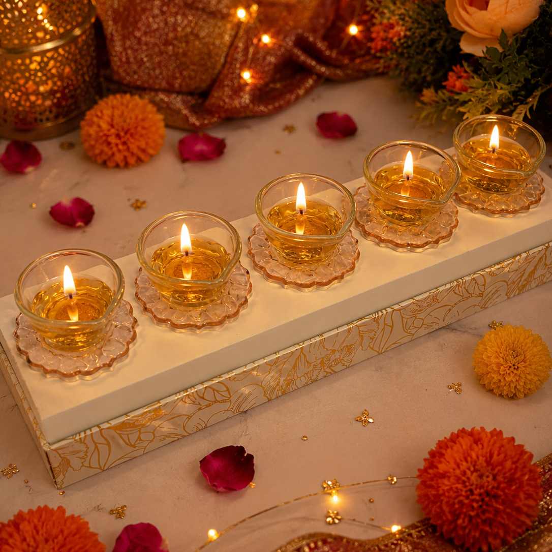 Mangalam Diya Set Ivory